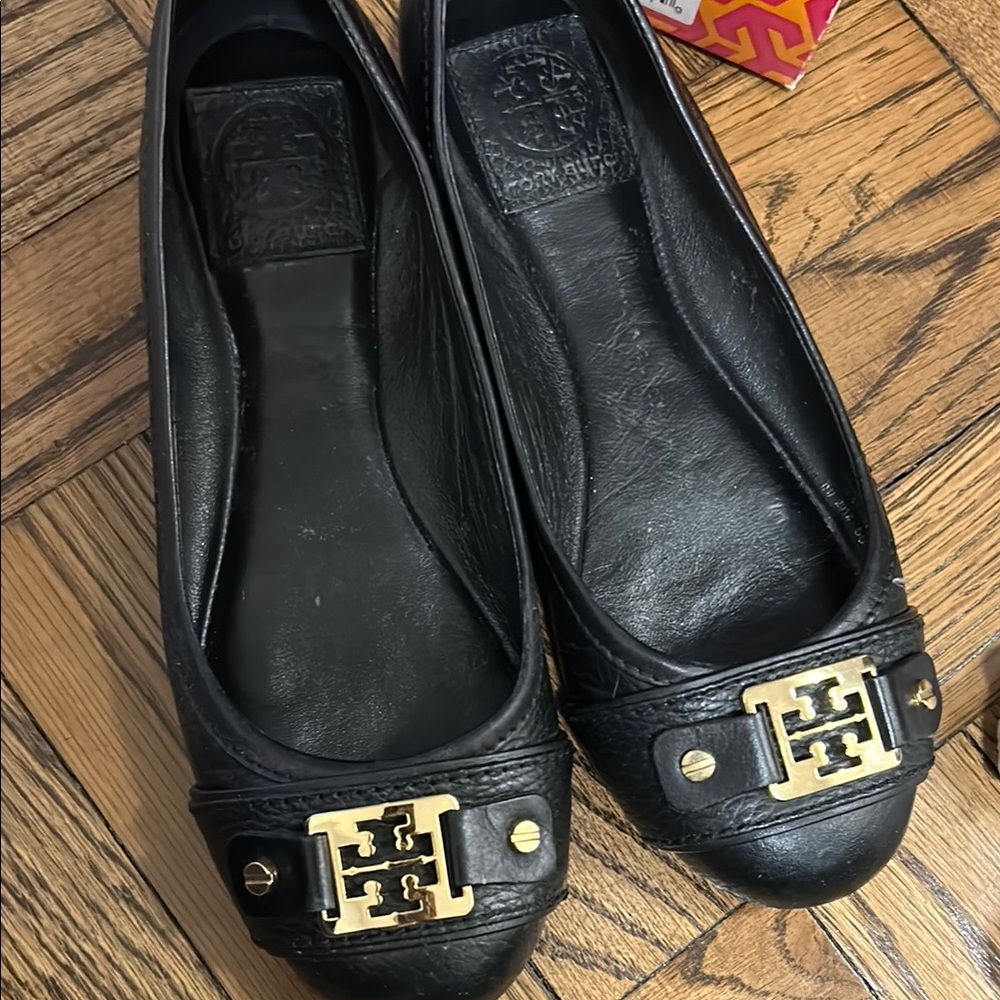Tory Burch Black Ballet Flats with Gold Accent